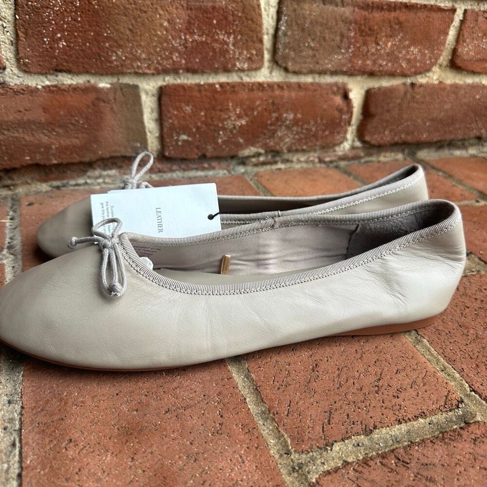 Mango MNG Leather Ballet Flats Bow Detail Beige Womens EU 41 Mango NEW - Picture 7 of 12